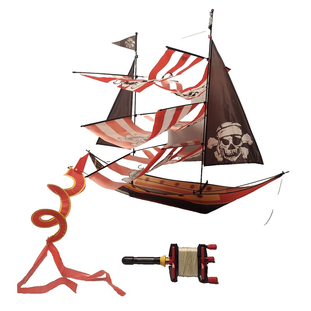 Pirate Ship Kite Windsock 3D Durable Metal & Ripstop Nylon Heavy Duty Line Spool